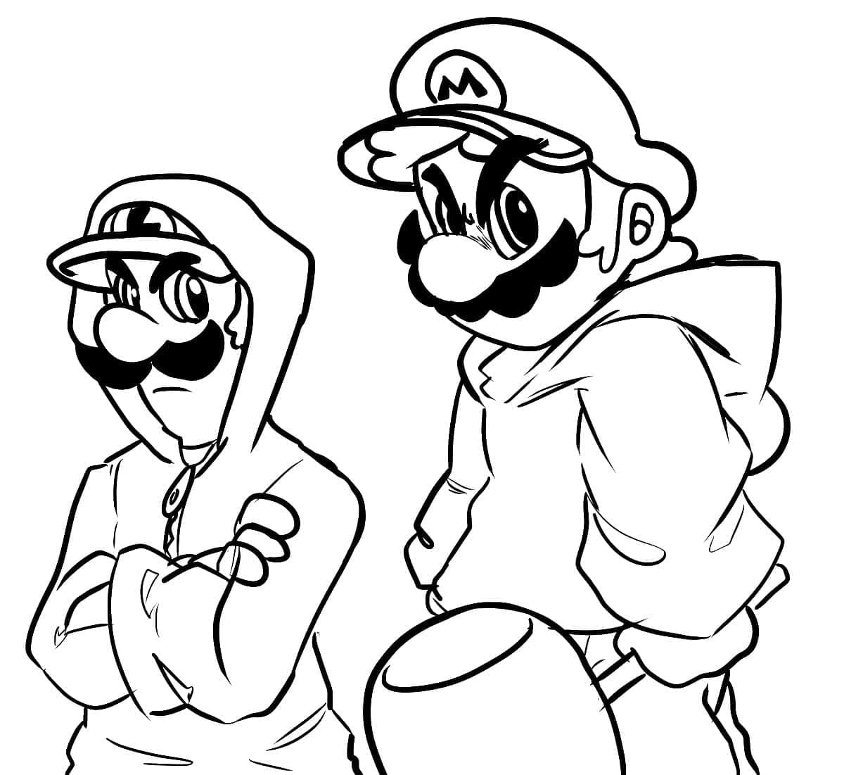 Desenho deMario e Luigi Bravos para colorir