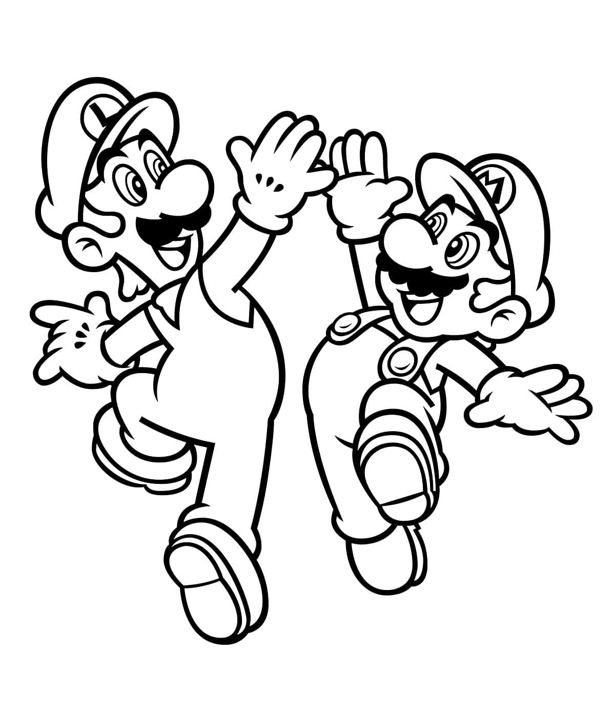 Desenho deMario e Luigi Felizes para colorir