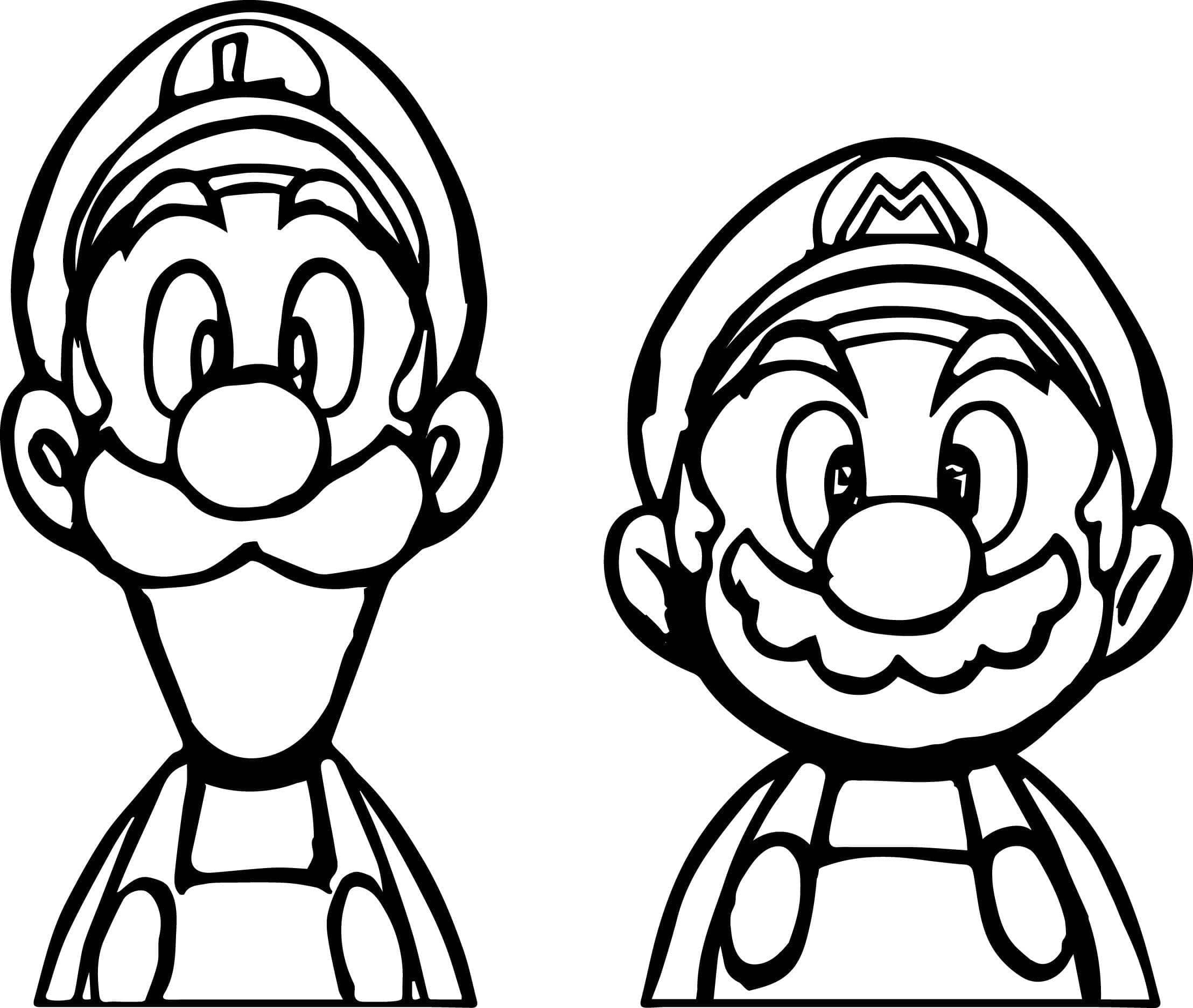 Desenho deMario e Luigi Fofos para colorir