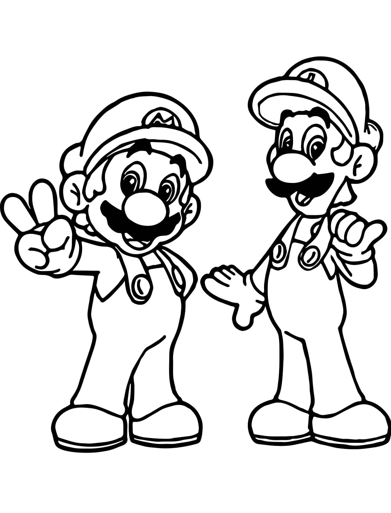 Desenho deMario e Luigi Grátis Para Crianças para colorir