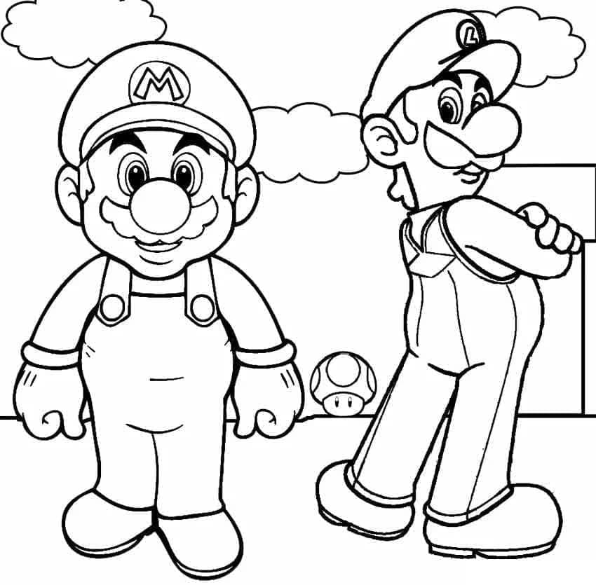 Desenho deMario e Luigi Grátis para colorir