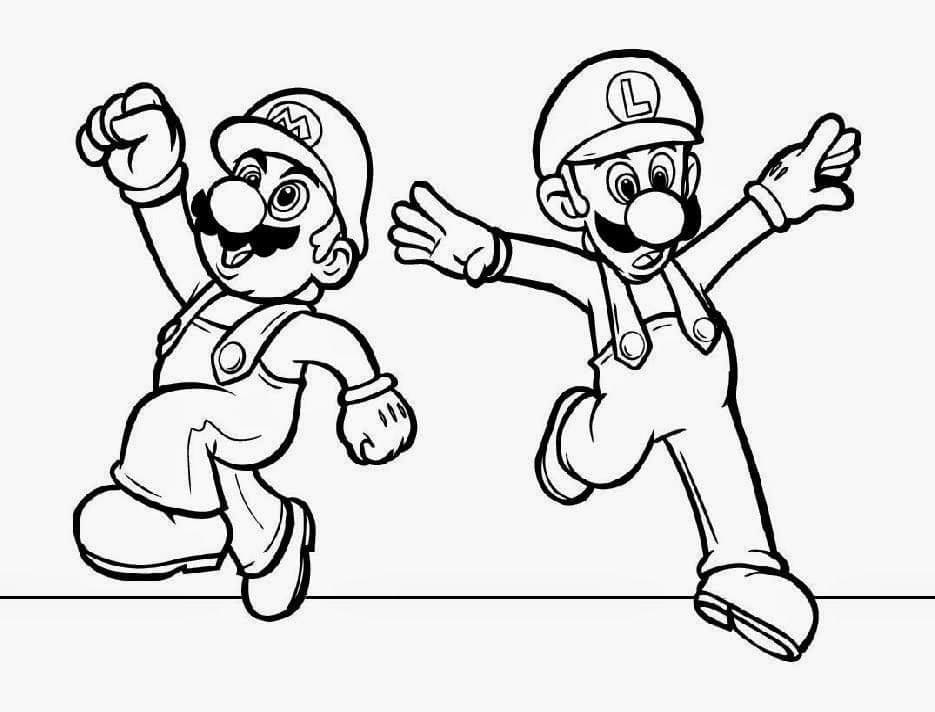 Desenho deMario e Luigi Imprimível Grátis para colorir