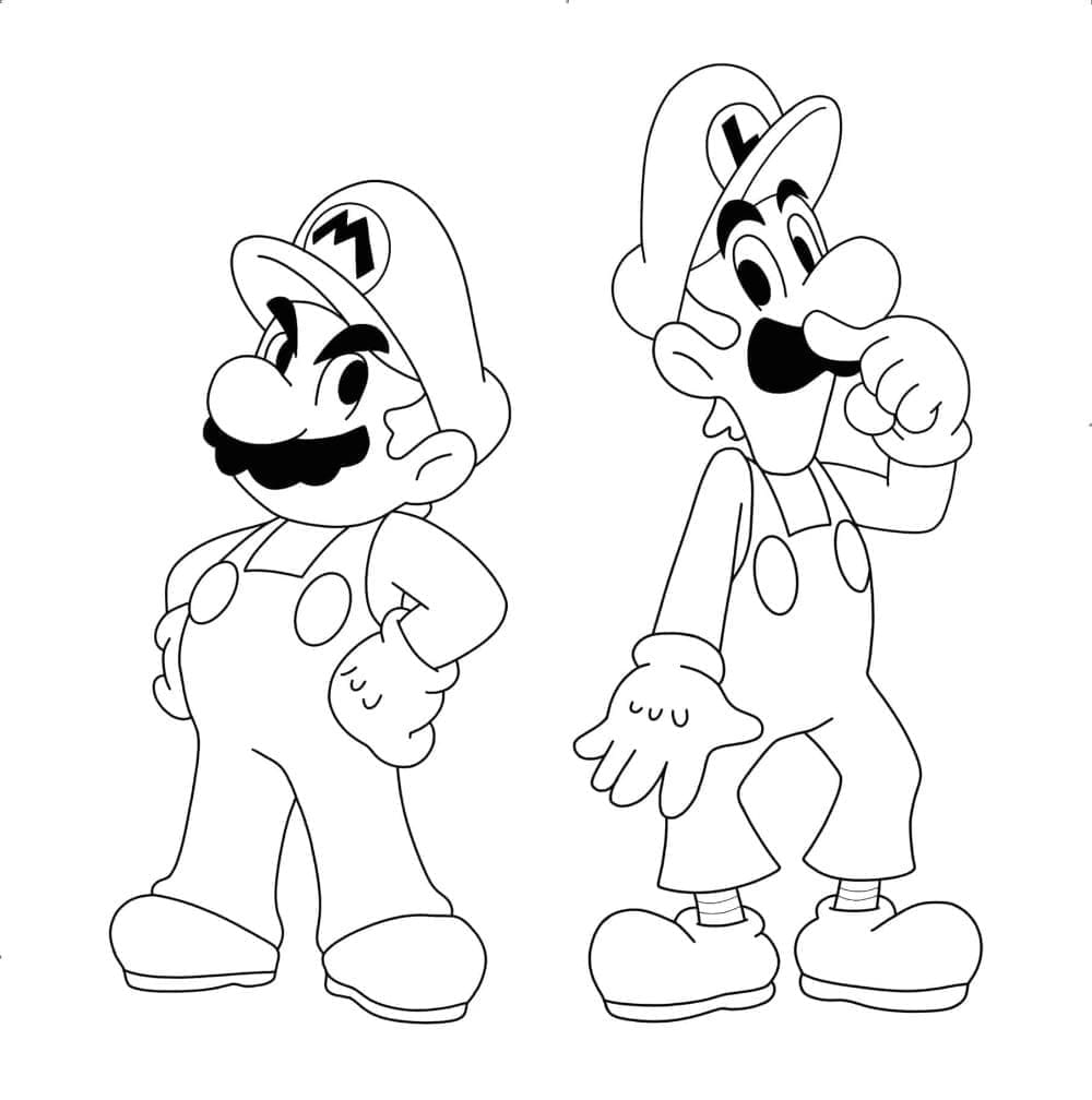 Desenho deMario e Luigi Imprimível Para Crianças para colorir