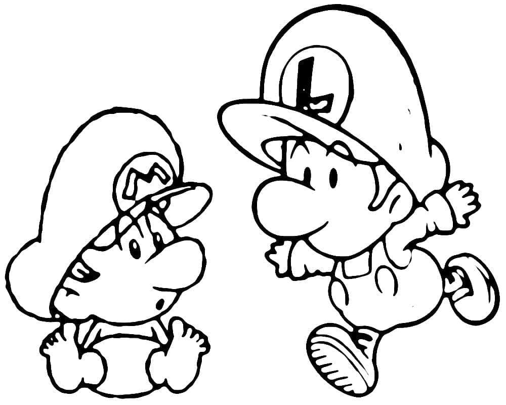 Desenho deMario e Luigi Para Crianças de 1 Ano para colorir