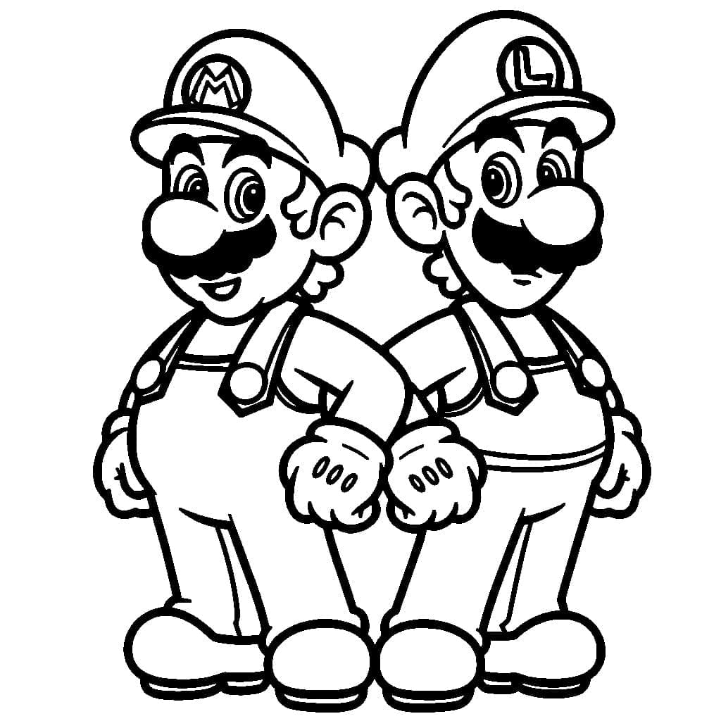 Desenho deMario e Luigi Para Crianças de 2 Ano para colorir