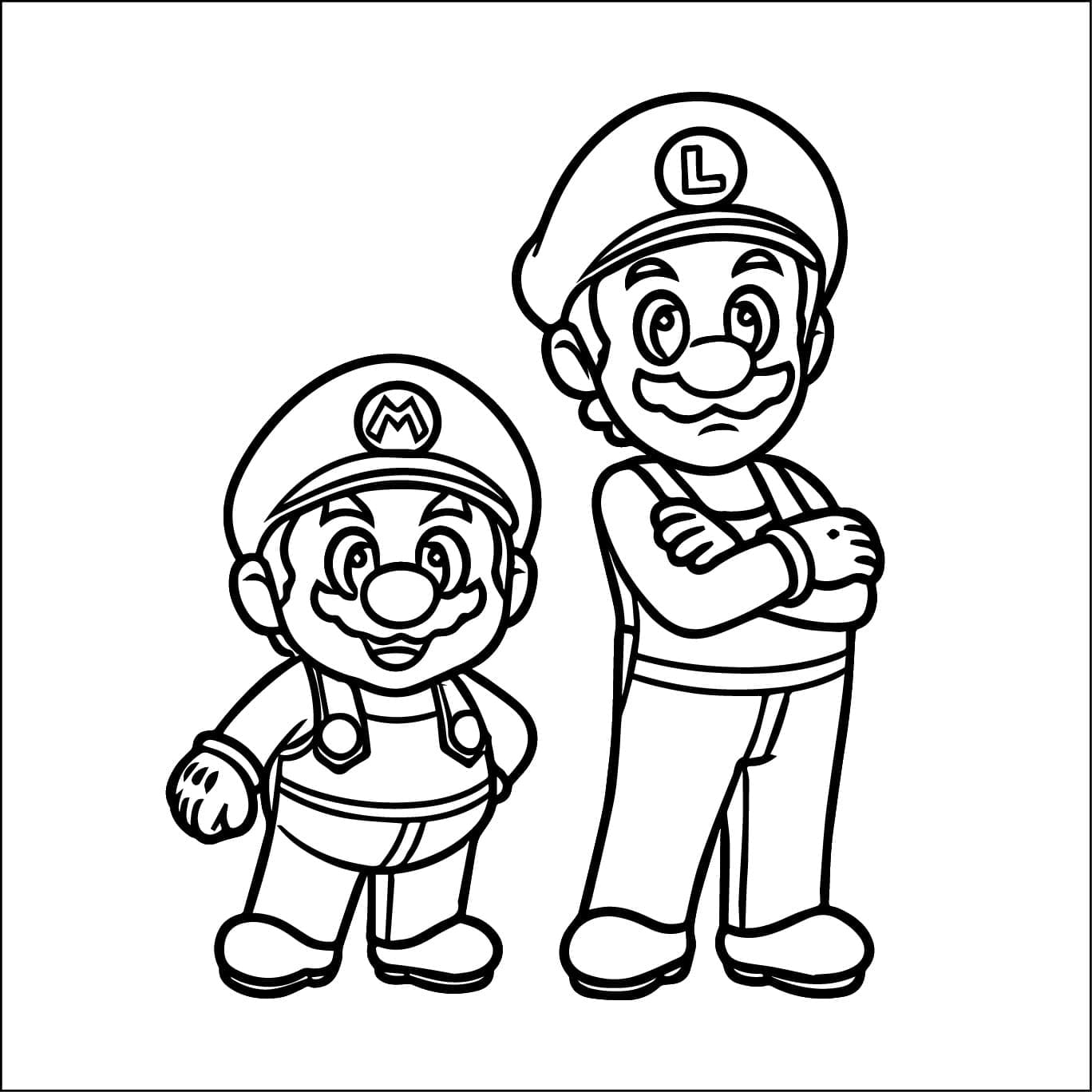 Desenho deMario e Luigi Para Crianças de 6 Ano para colorir