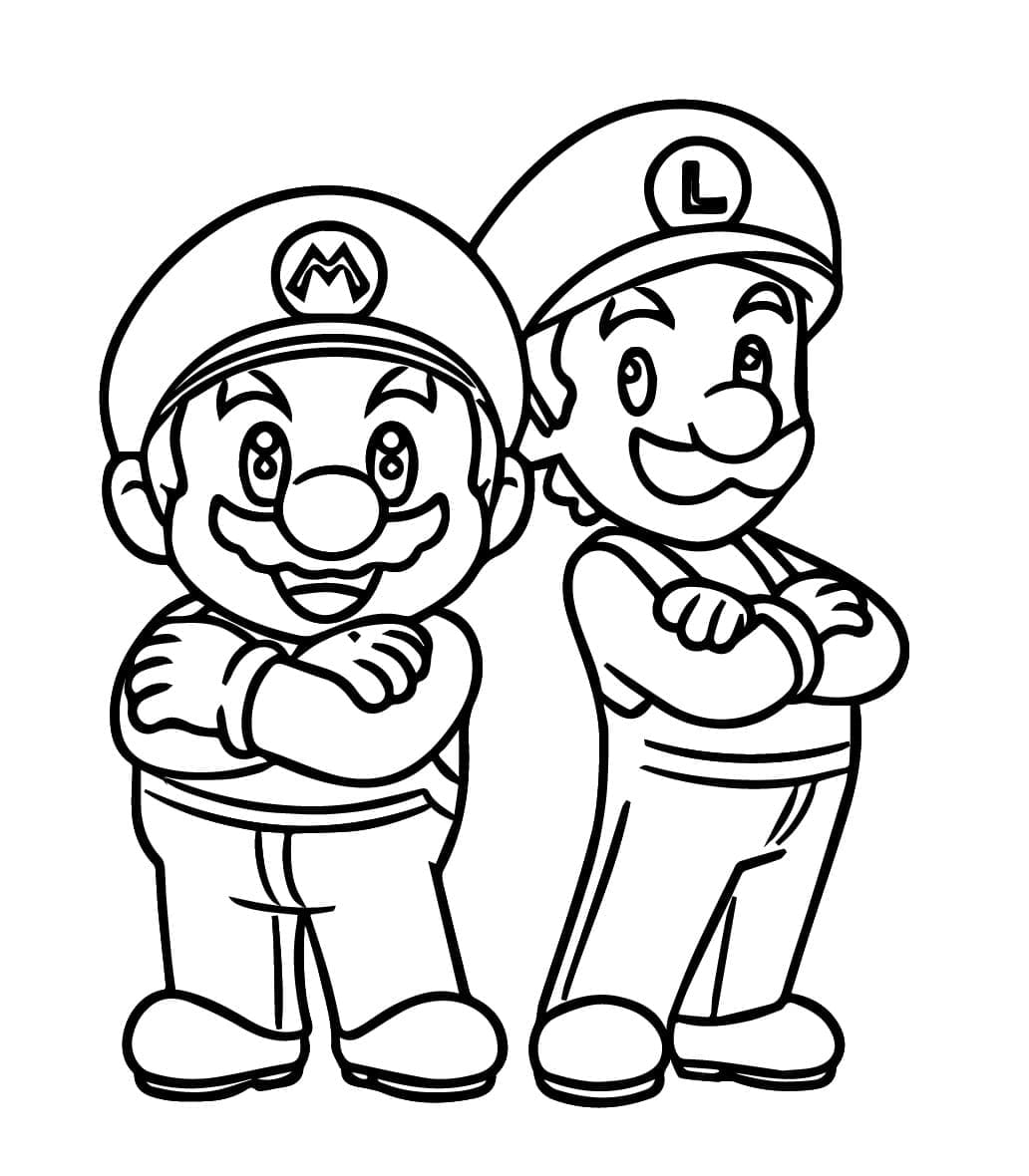 Desenho deMario e Luigi Para Crianças para colorir