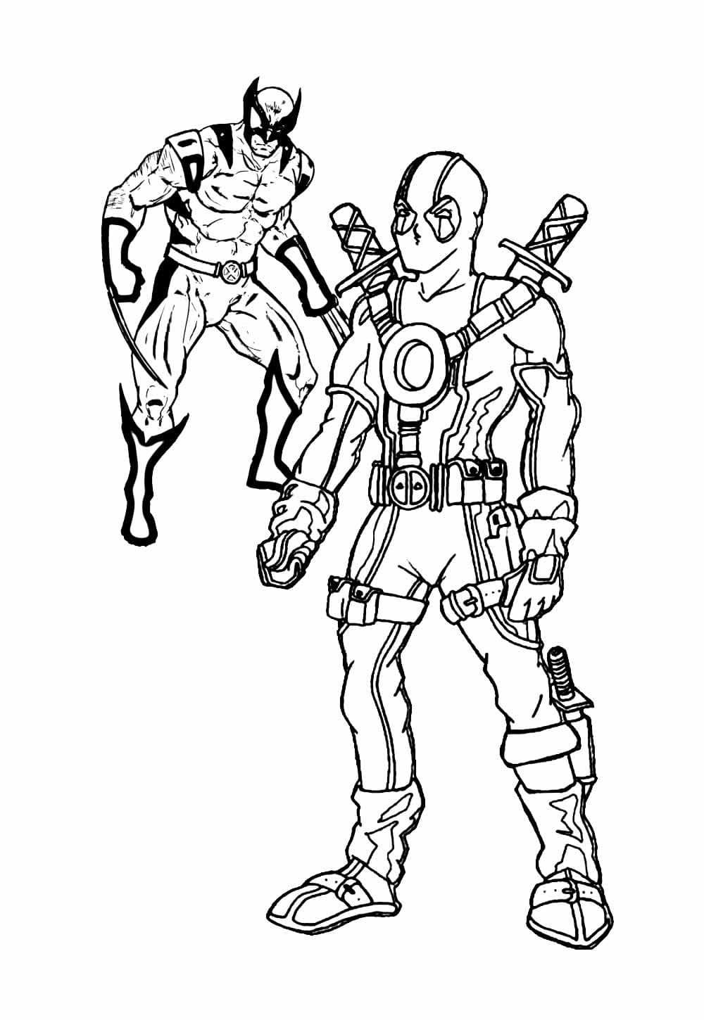 Desenho deMarvel Deadpool e Wolverine para colorir