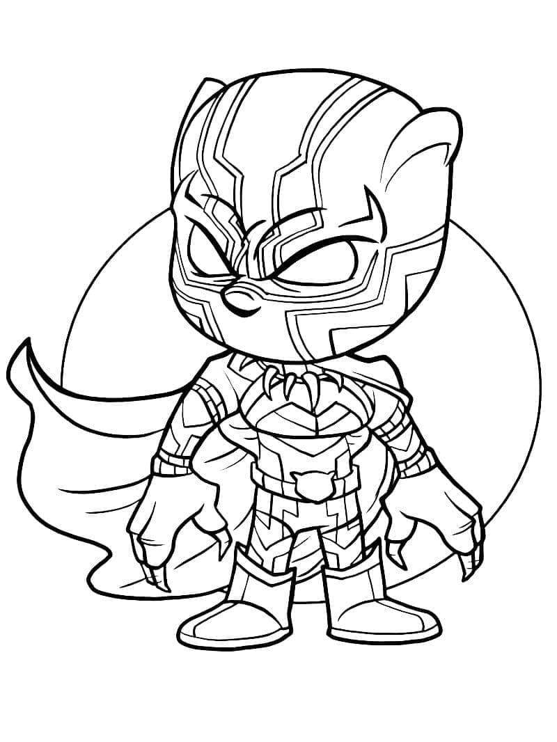 Desenho de Marvel Pantera Negra Chibi para colorir