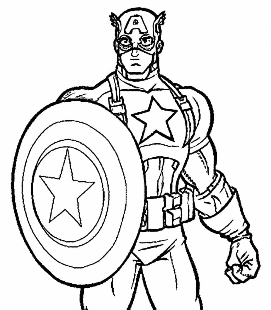 Desenho deMarvel Vingadores Capitão América para colorir