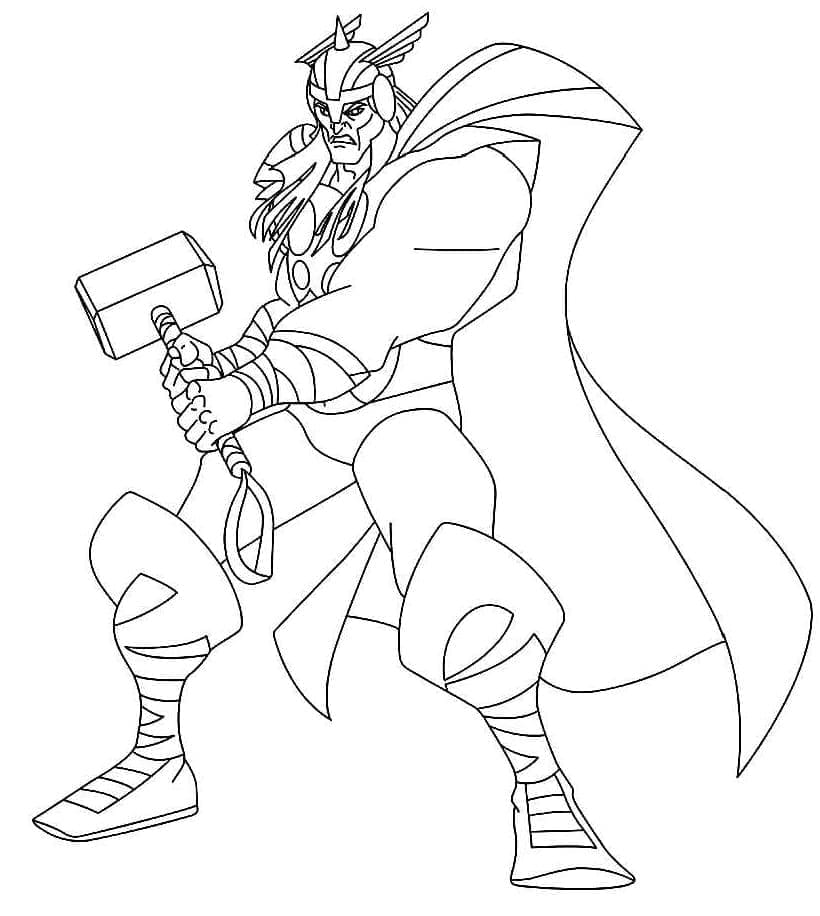 Desenho de Marvel Vingadores Thor para colorir