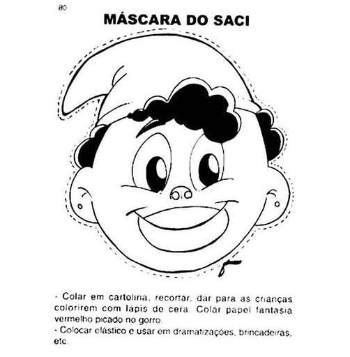 Desenho deMáscara de Saci Pererê para colorir