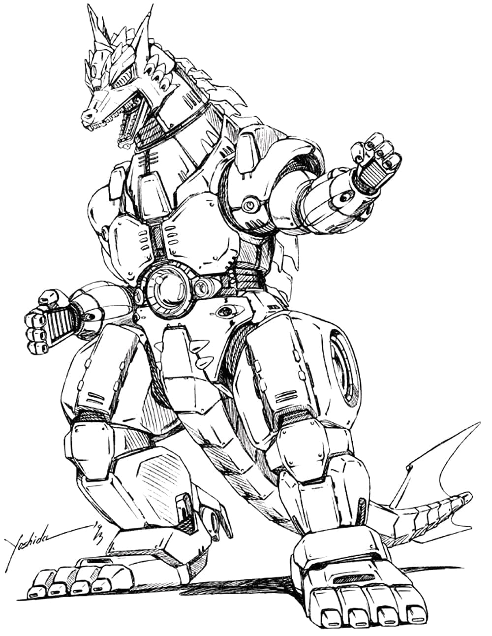 Desenho deMechagodzilla Imprimível Grátis para colorir