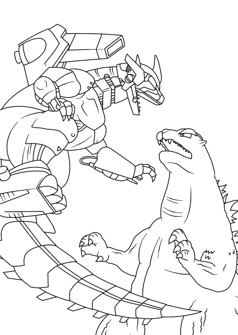 Desenho deMechagodzilla vs Godzilla para colorir