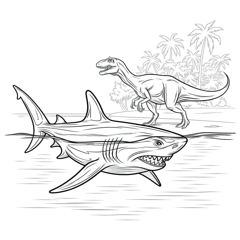 Desenho deMegalodon Grátis Para Crianças para colorir