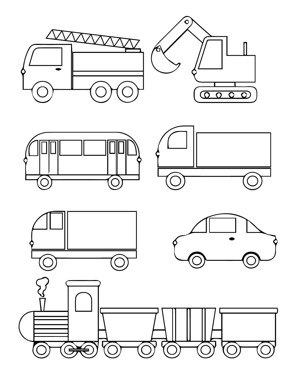 Desenhos de Meios de Transporte para colorir