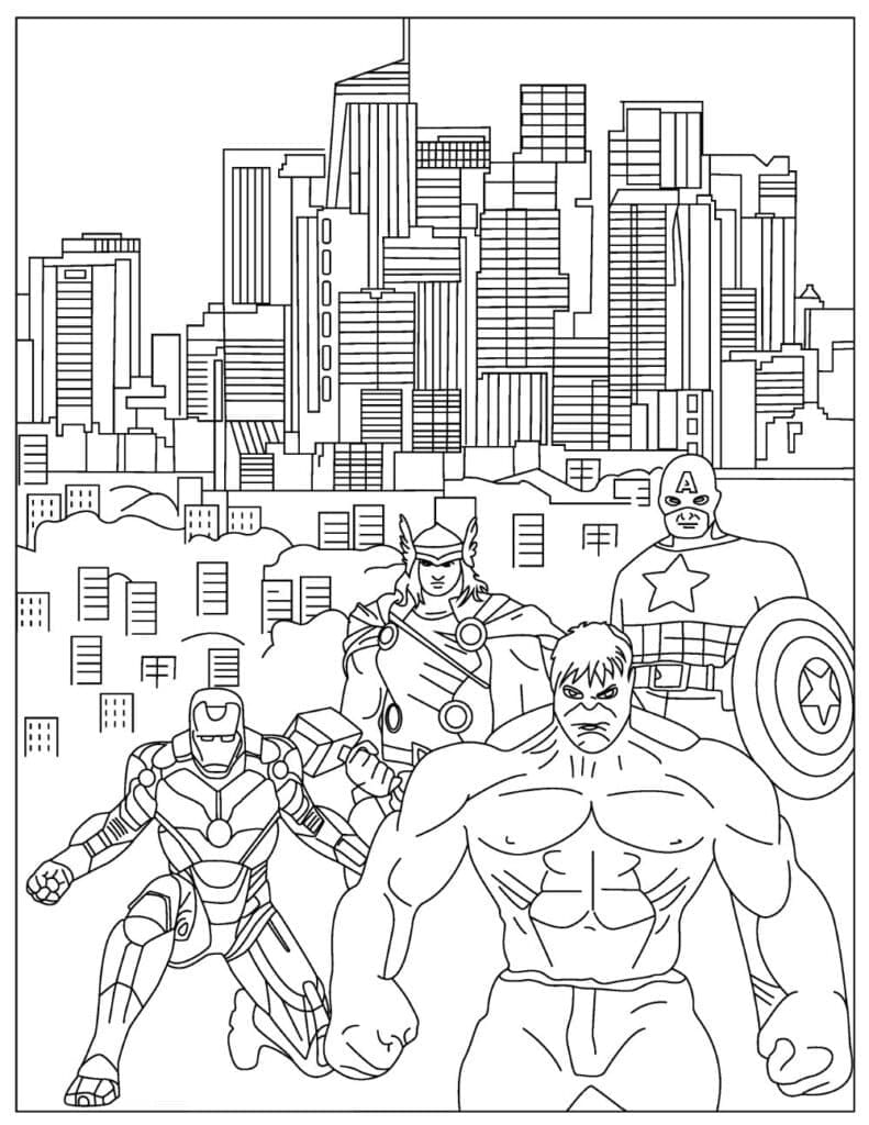 Desenho deMembros dos Vingadores para colorir