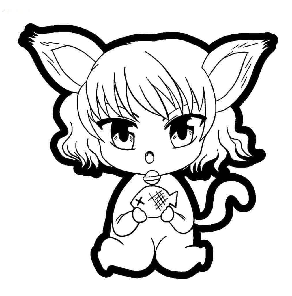 Desenho deMenina Anime Kawaii para colorir