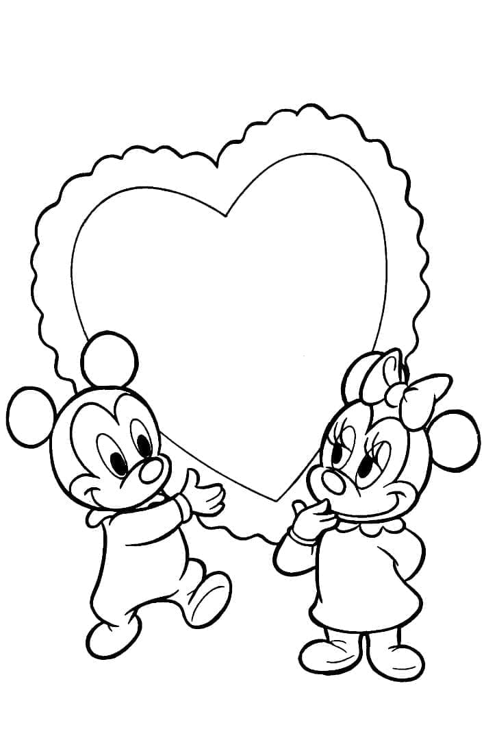 Desenho deMickey e Minnie Bebê Disney para colorir