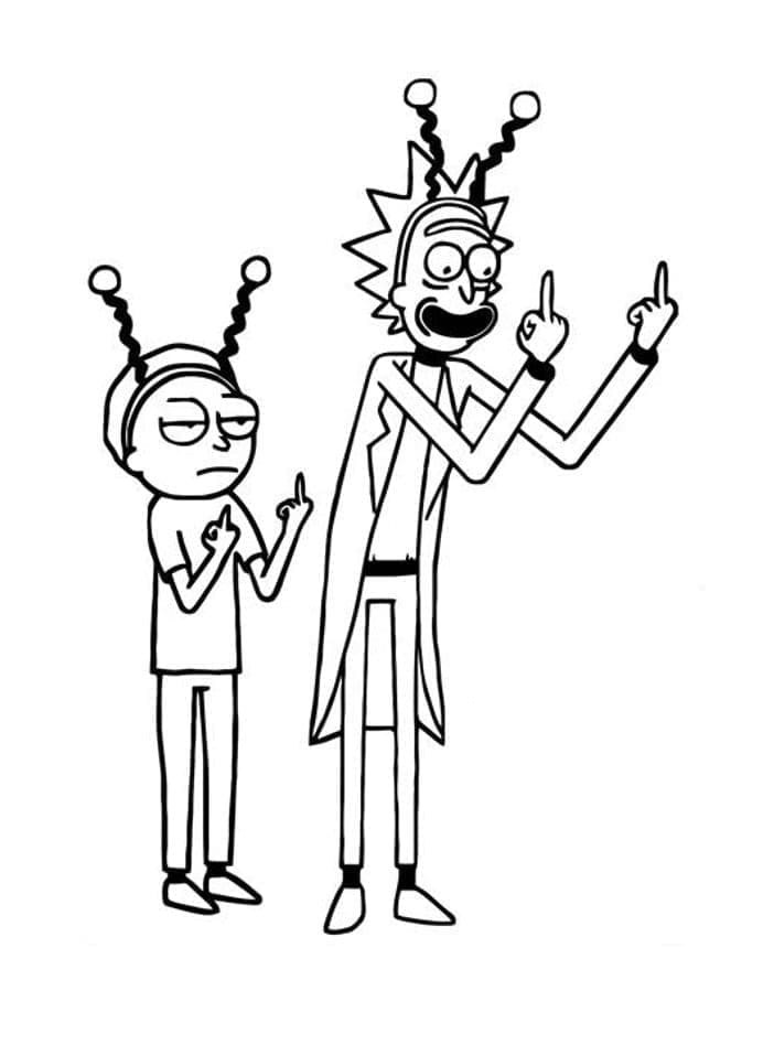 Desenho deMorty e Rick para colorir