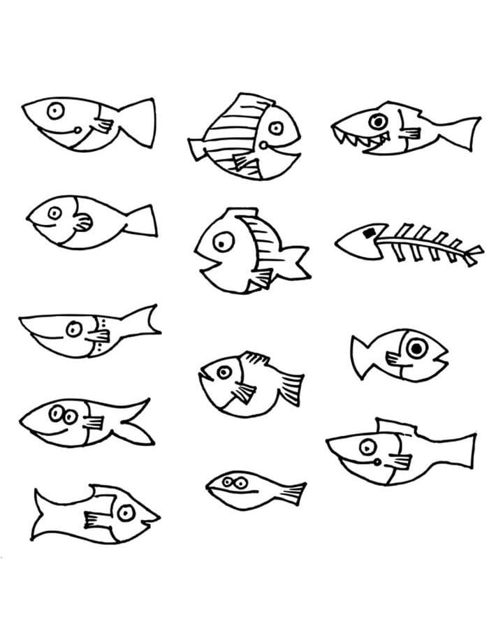 Desenho deMuitos Peixes para colorir