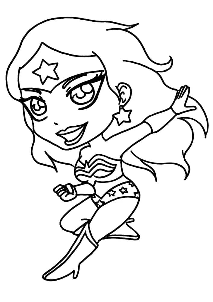 Desenho deMulher Maravilha Chibi para colorir