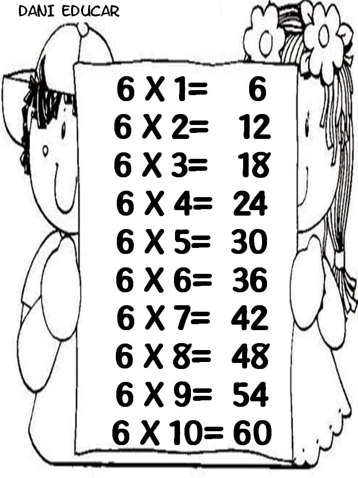 Desenho deMultiplicação Imprimível para colorir