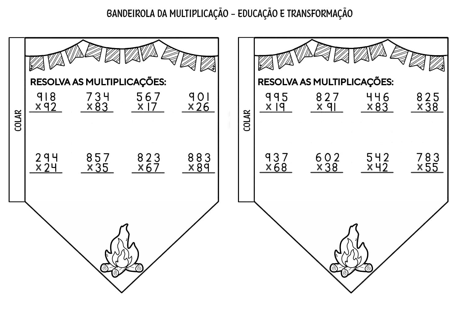 Desenho deMultiplicação Para Estudante para colorir