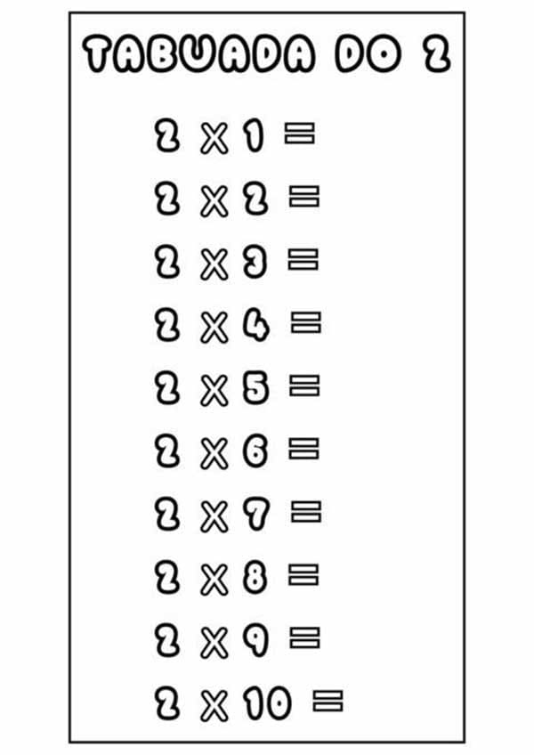 Desenho deMultiplicação do 2 para colorir