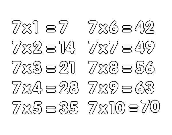 Desenho deMultiplicação do 7 para colorir