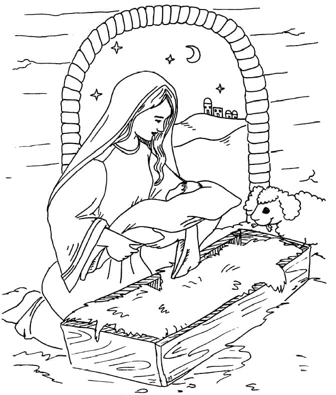 Desenho deNascimento de Jesus 1 para colorir