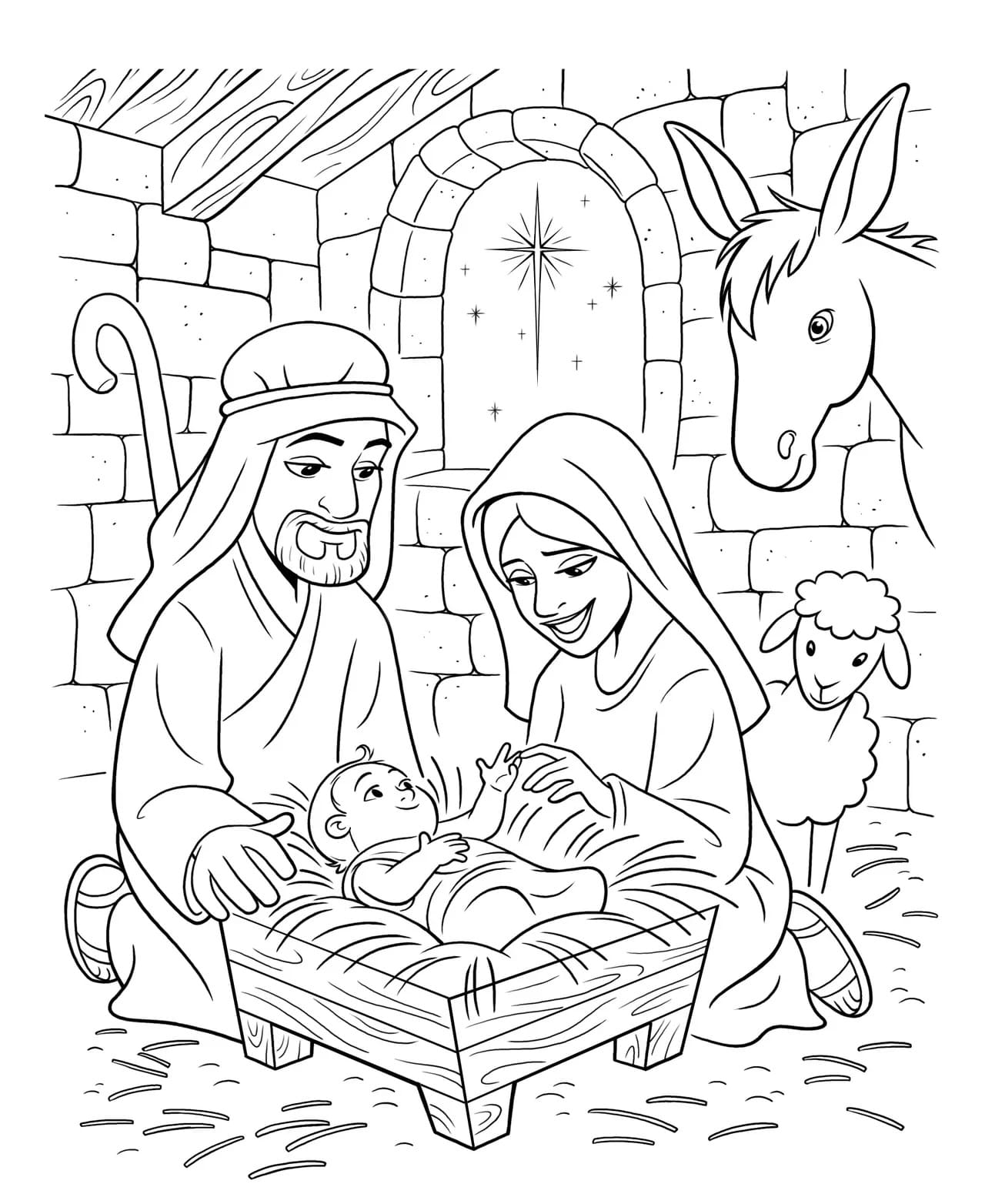 Desenho deNascimento de Jesus 8 para colorir