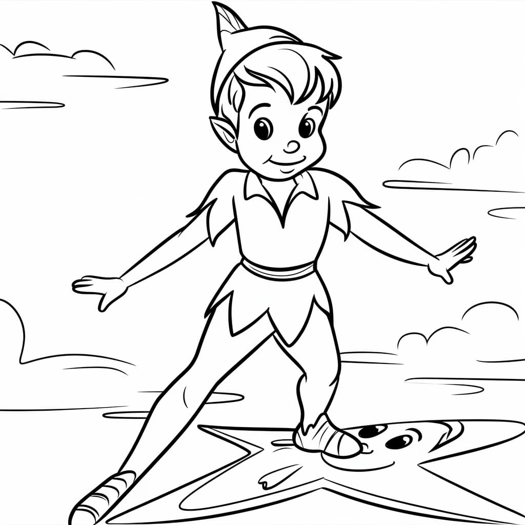 Desenho deO Pequeno Peter Pan Feliz para colorir