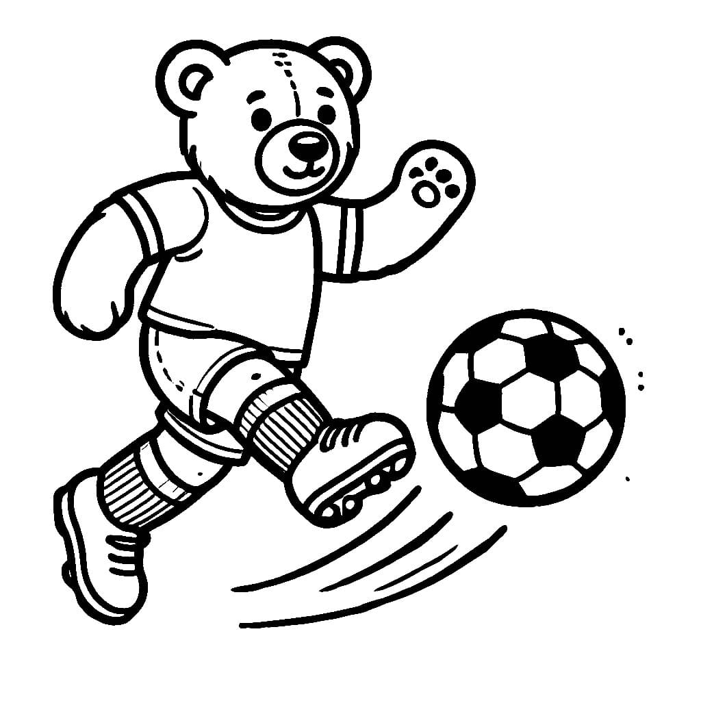 Desenho deO Urso Joga Futebol para colorir