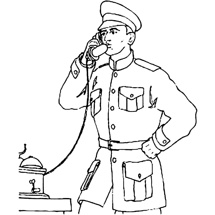 Desenho de Oficial No Telefone para colorir