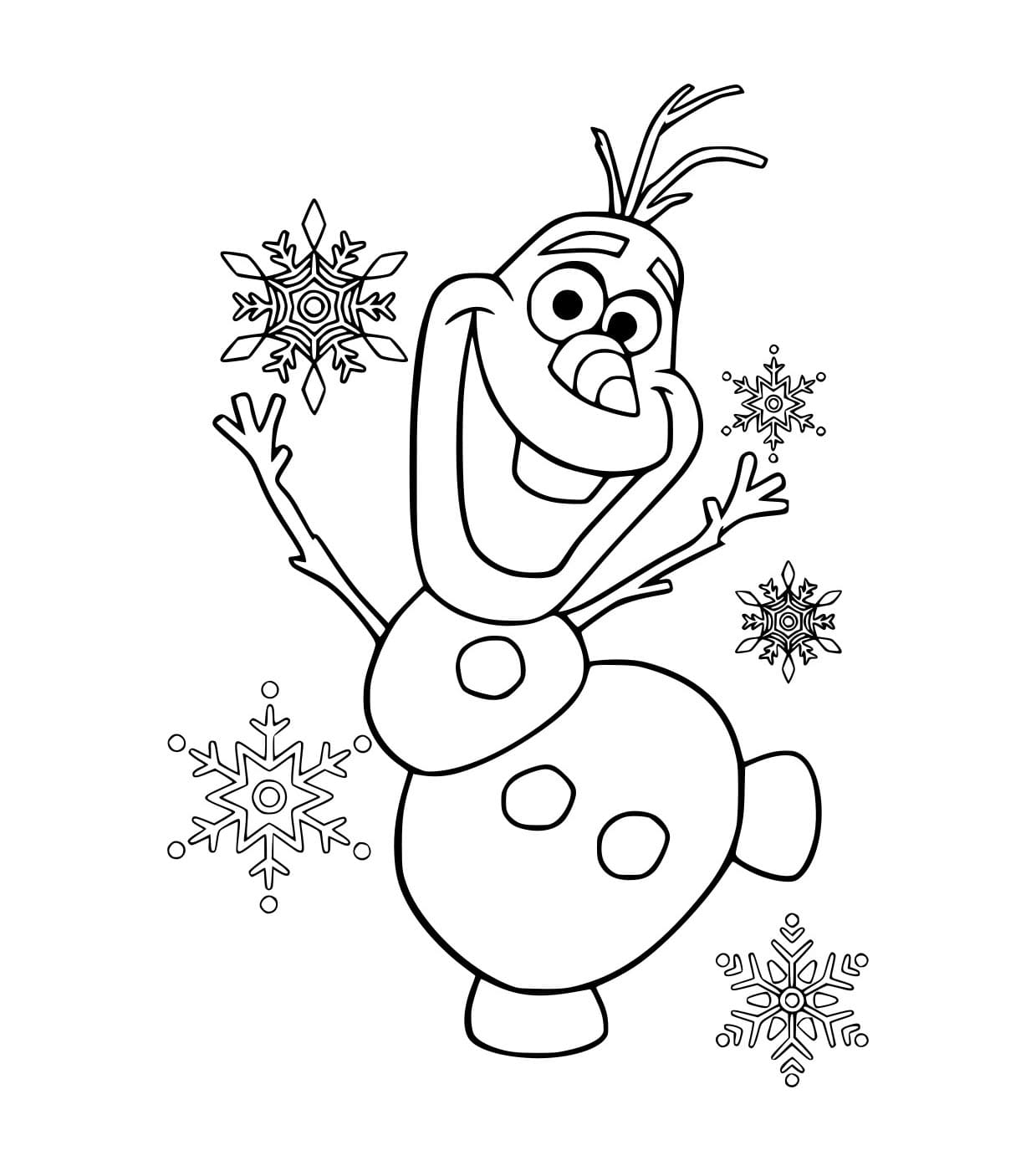 Desenho deOlaf E Flocos De Neve para colorir