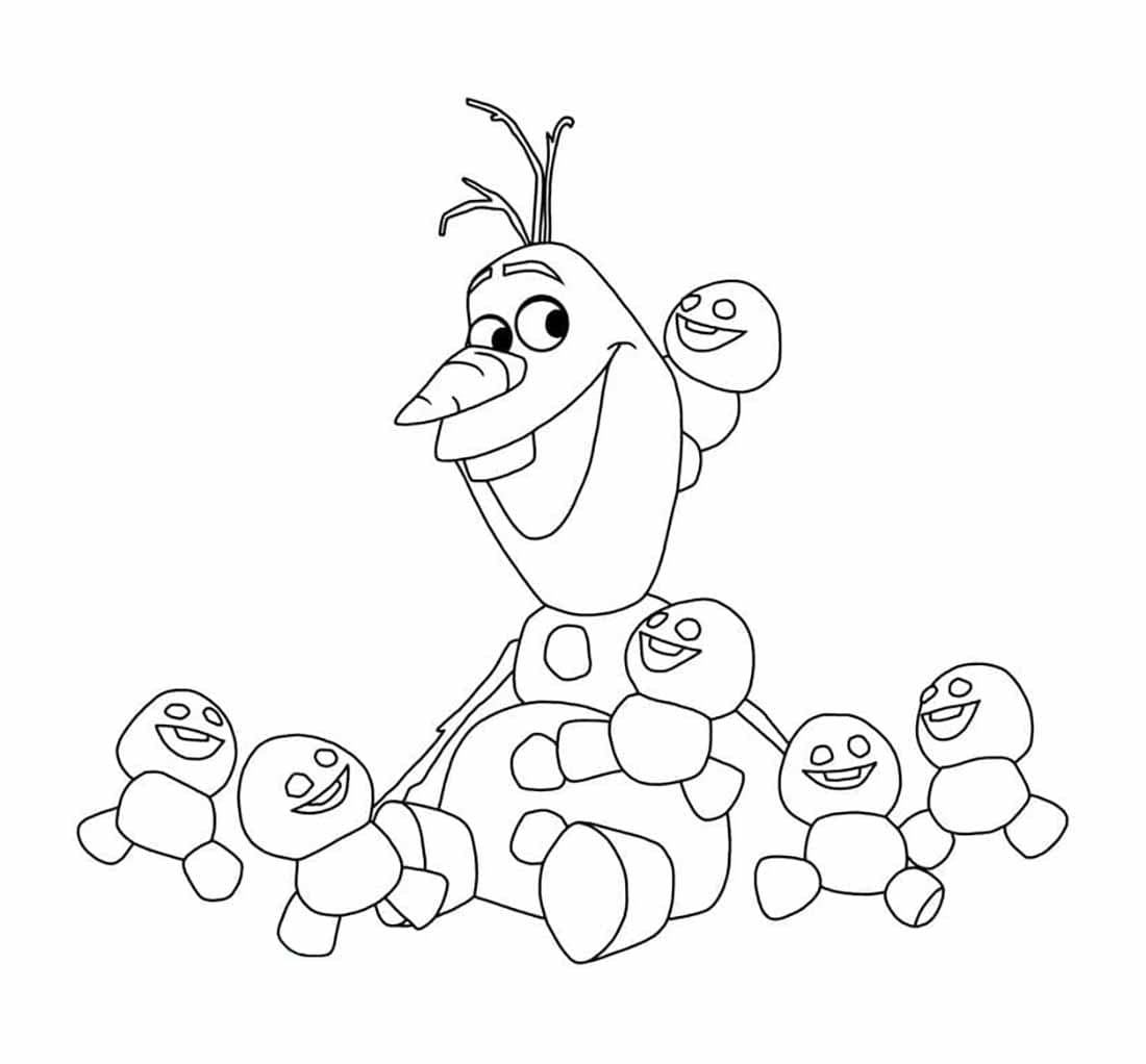 Desenho deOlaf E Os Pequenos Bonecos De Neve para colorir