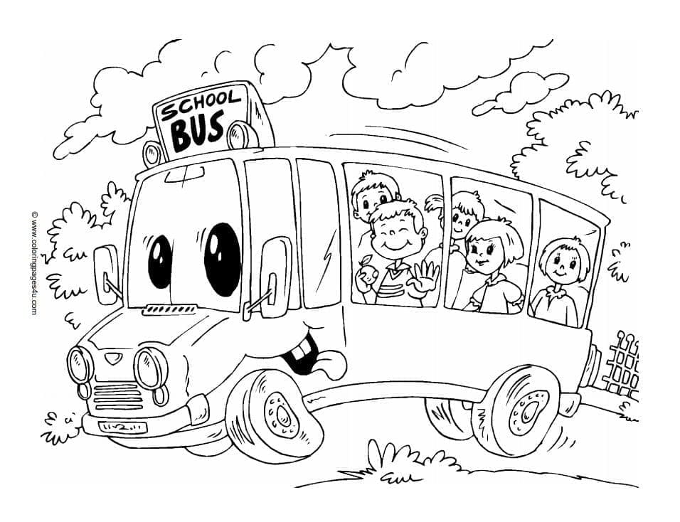 Desenho deÔnibus Escolar Animado para colorir