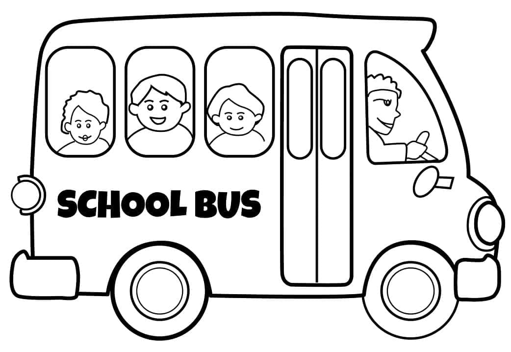 Desenho deÔnibus Escolar Feliz para colorir