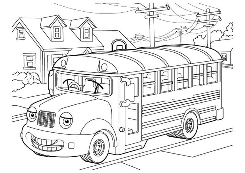 Desenho deÔnibus Escolar de Desenho Animado para colorir