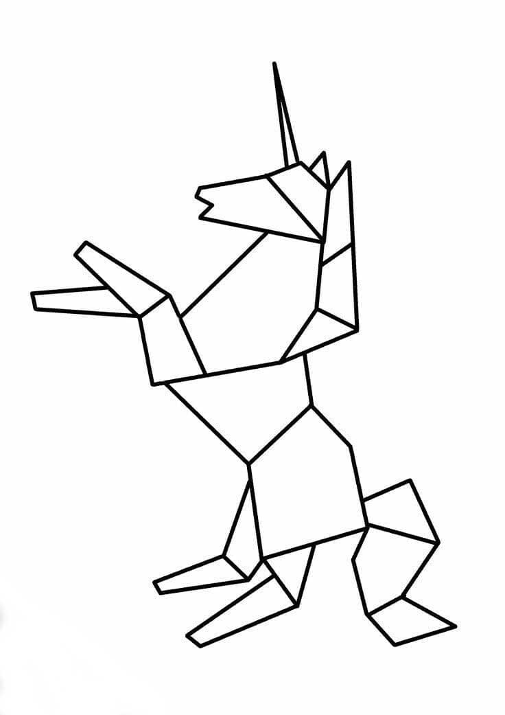 Desenho deOrigami Unicórnio para colorir