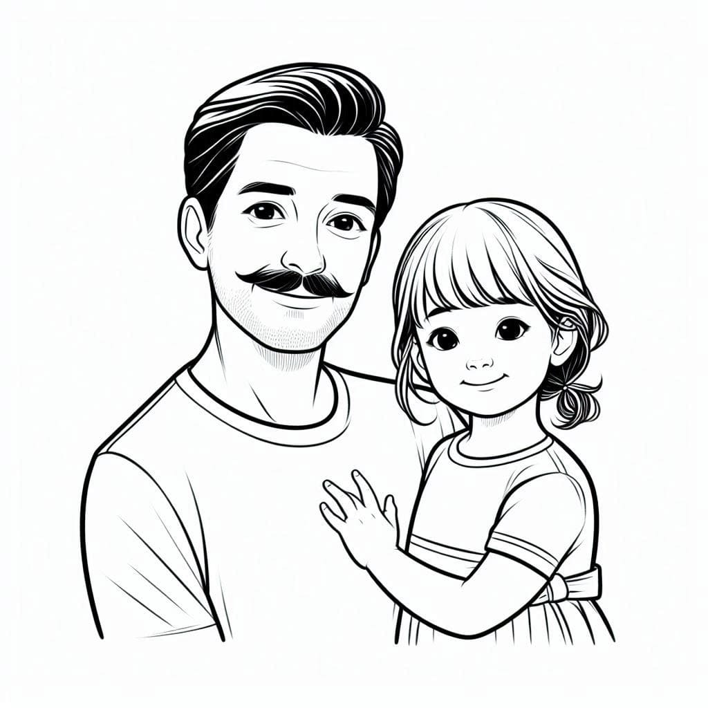 Desenho dePai e Filha 2 para colorir