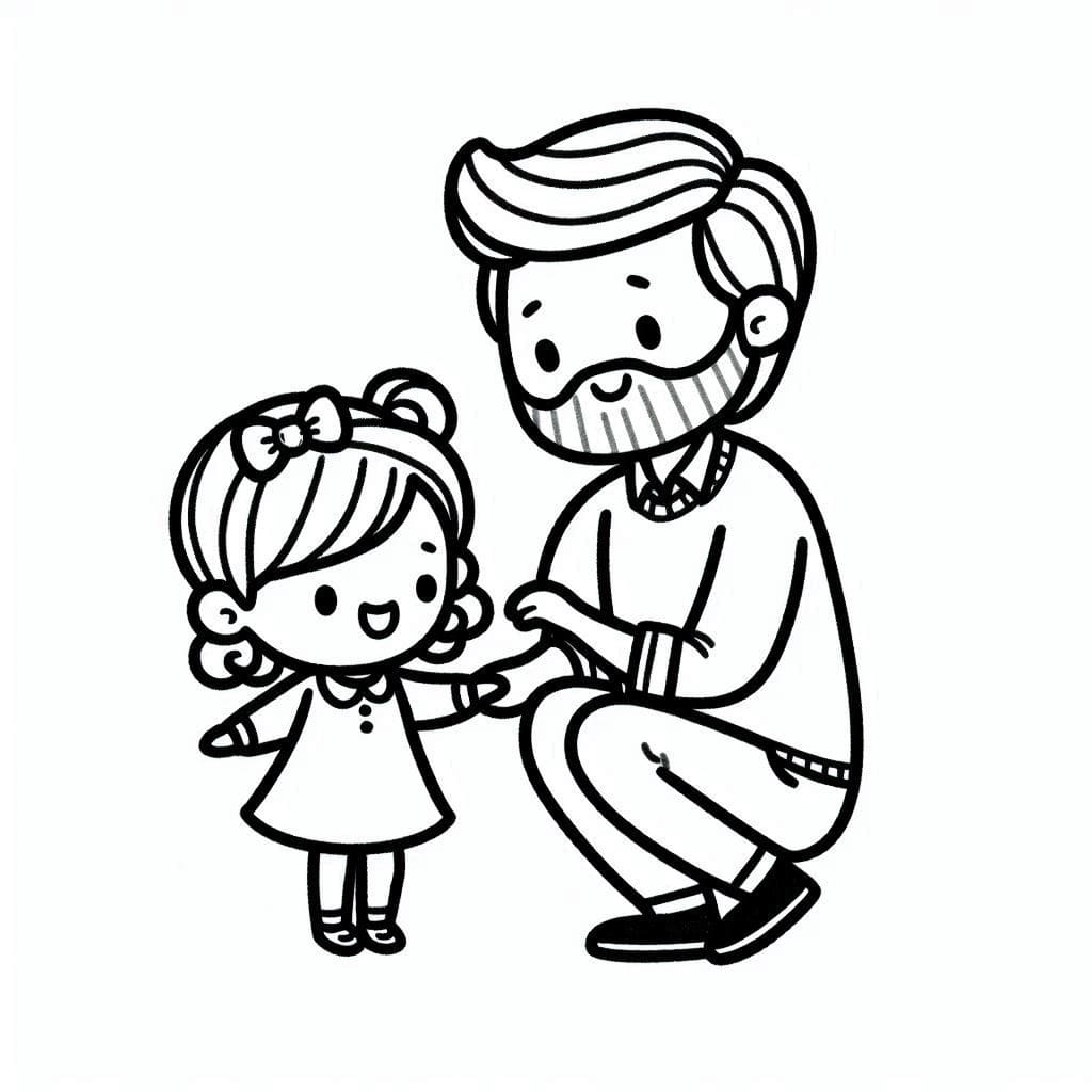 Desenho dePai e Filha Adoráveis para colorir