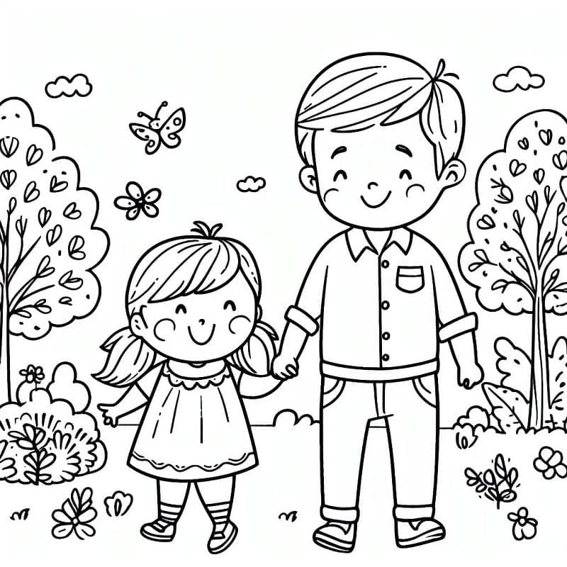 Desenho dePai e Filha Alegres para colorir