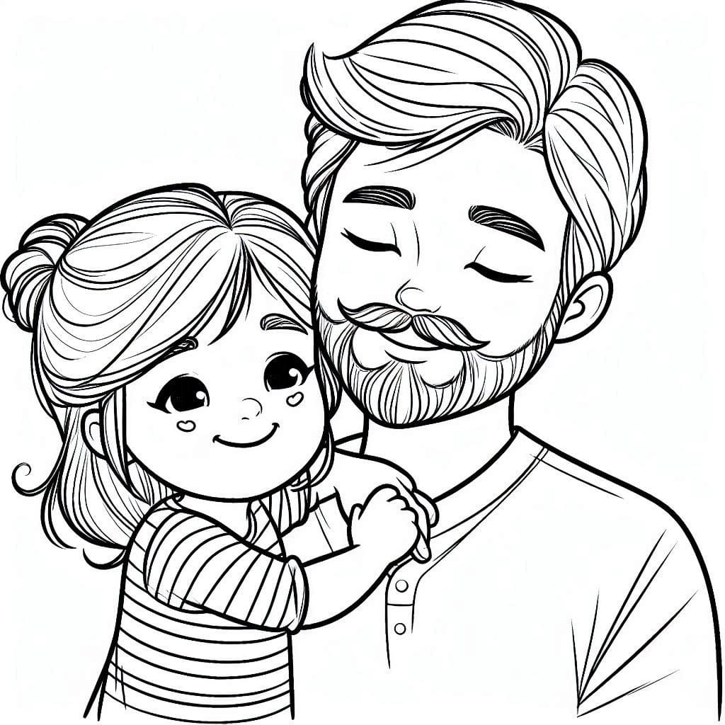 Desenho dePai e Filha Fofa para colorir