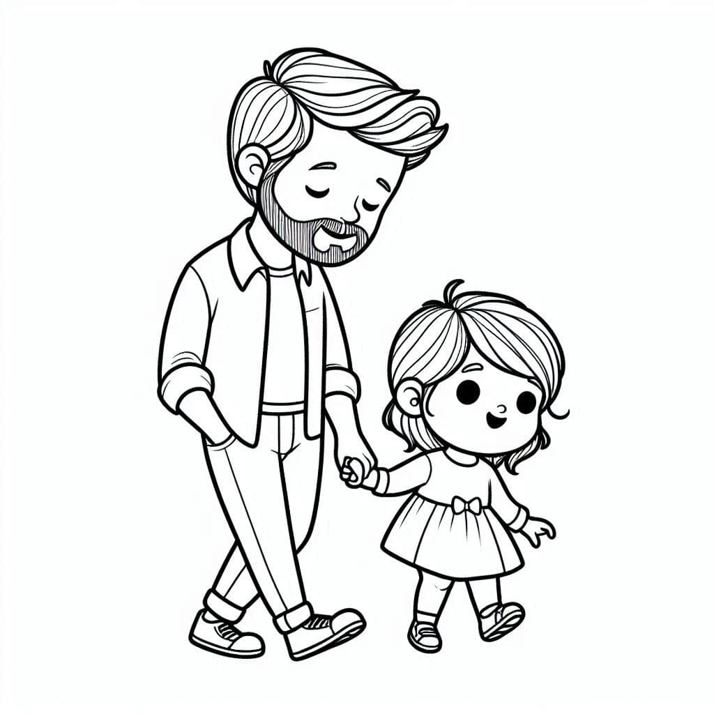 Desenho dePai e Filha Grátis para colorir