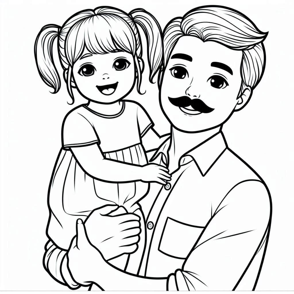 Desenhos de Pai e Filha para colorir