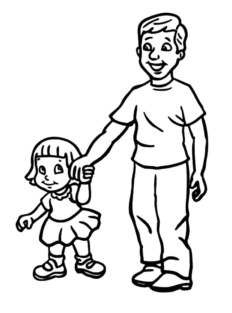 Desenho dePai e Filha Para Crianças de 5 Ano para colorir