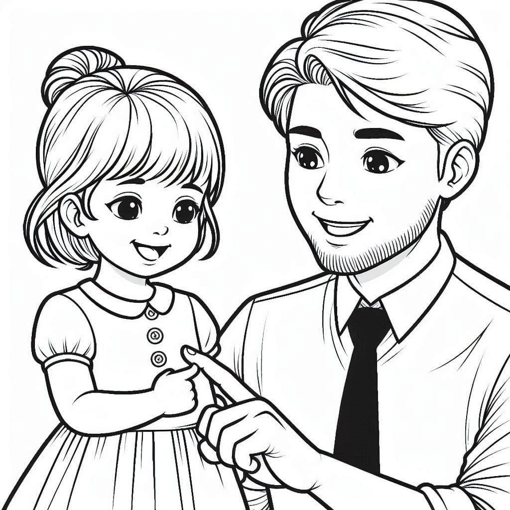 Desenho dePai e Filha Sorrindo para colorir