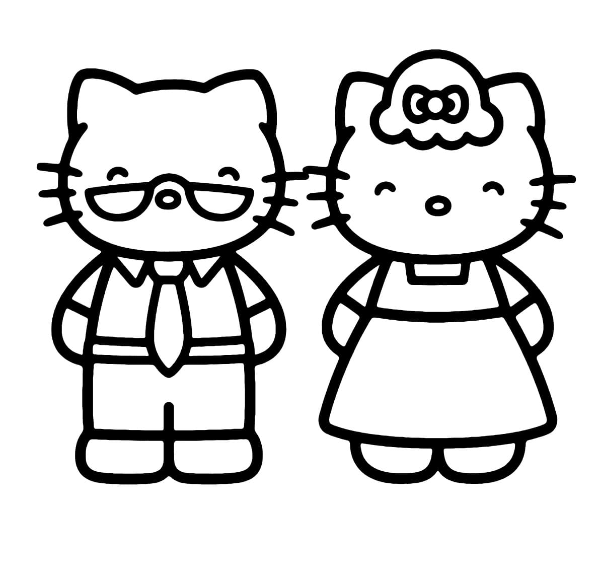 Desenho de Pais da Hello Kitty para colorir